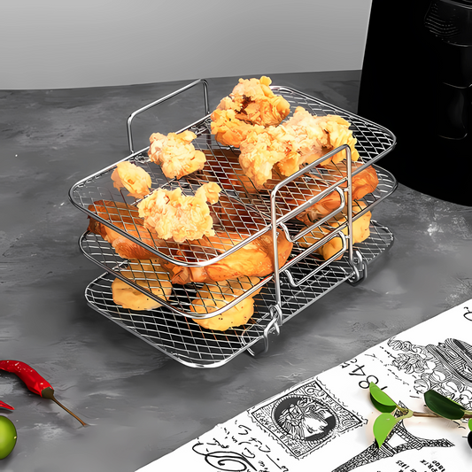 Haven Hounds™ Dual-Layer Air Fryer Rack – 304 Stainless Steel for Ninja Fryers