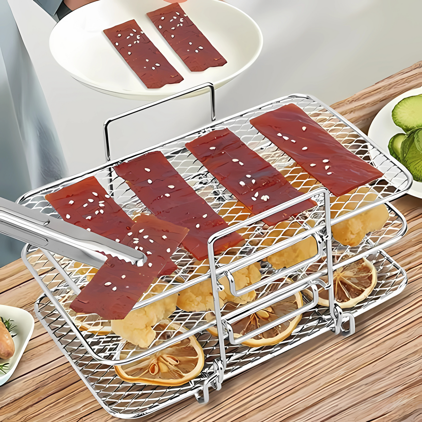 Haven Hounds™ Dual-Layer Air Fryer Rack – 304 Stainless Steel for Ninja Fryers
