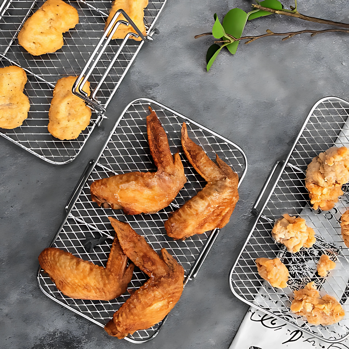 Haven Hounds™ Dual-Layer Air Fryer Rack – 304 Stainless Steel for Ninja Fryers