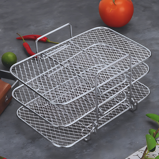 Haven Hounds™ Dual-Layer Air Fryer Rack – 304 Stainless Steel for Ninja Fryers