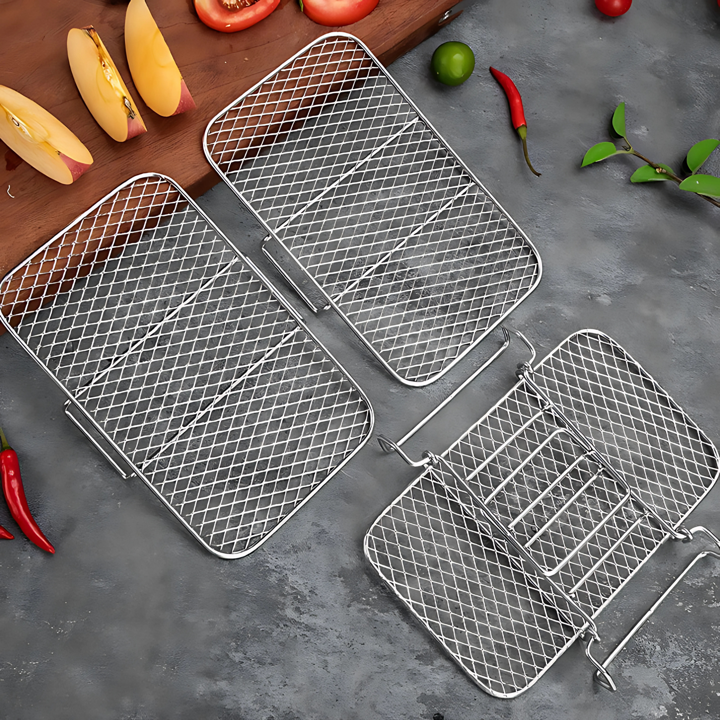 Haven Hounds™ Dual-Layer Air Fryer Rack – 304 Stainless Steel for Ninja Fryers