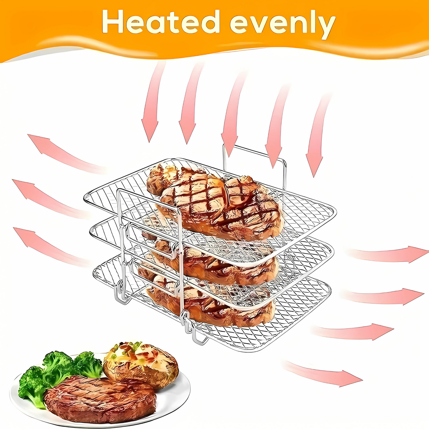 Haven Hounds™ Dual-Layer Air Fryer Rack – 304 Stainless Steel for Ninja Fryers