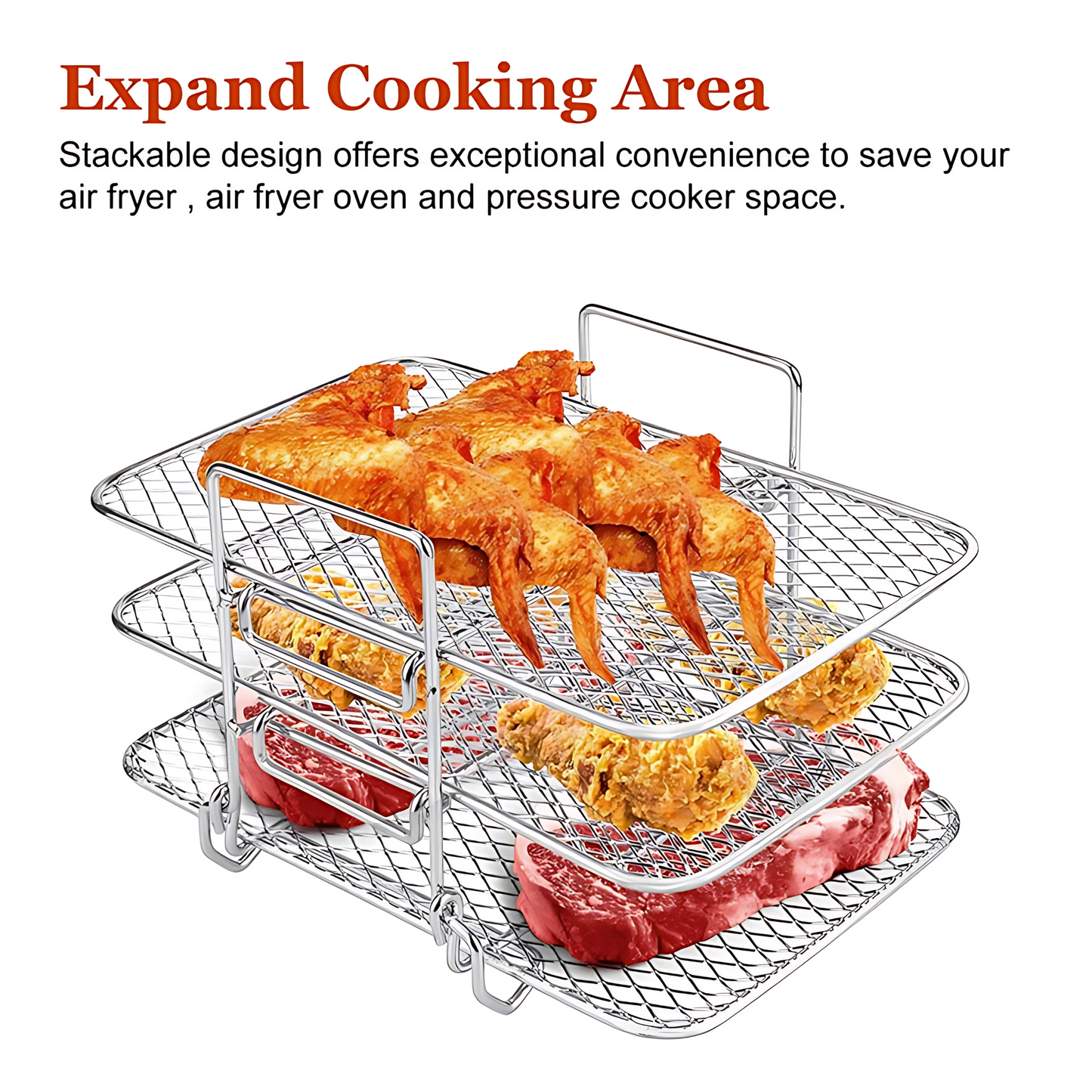 Haven Hounds™ Dual-Layer Air Fryer Rack – 304 Stainless Steel for Ninja Fryers
