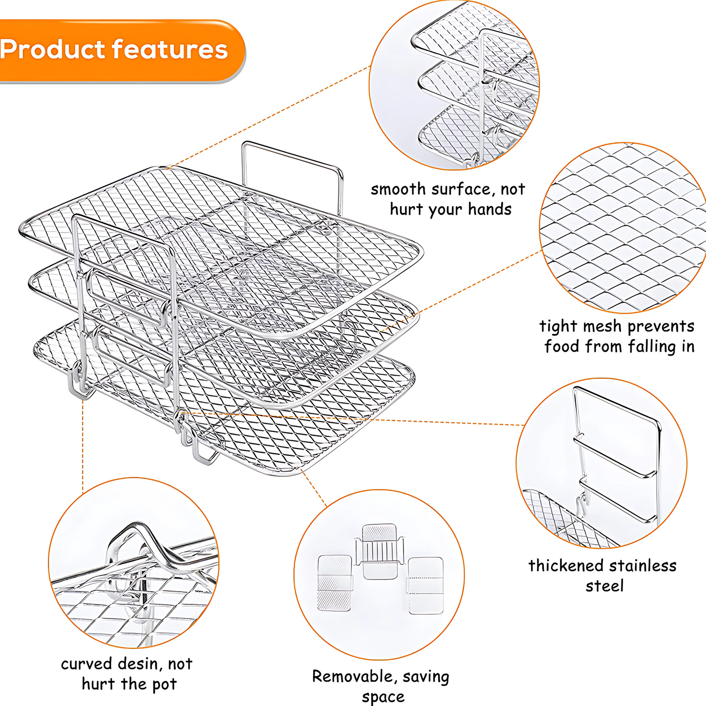 Haven Hounds™ Dual-Layer Air Fryer Rack – 304 Stainless Steel for Ninja Fryers