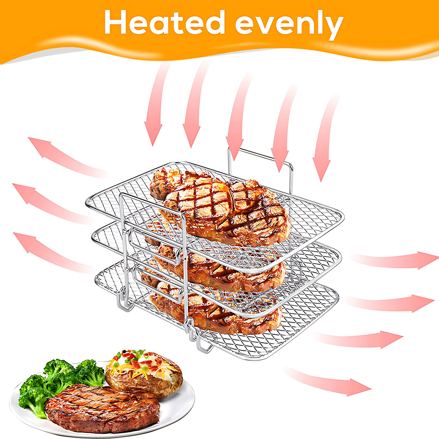 Haven Hounds™ Dual-Layer Air Fryer Rack – 304 Stainless Steel for Ninja Fryers
