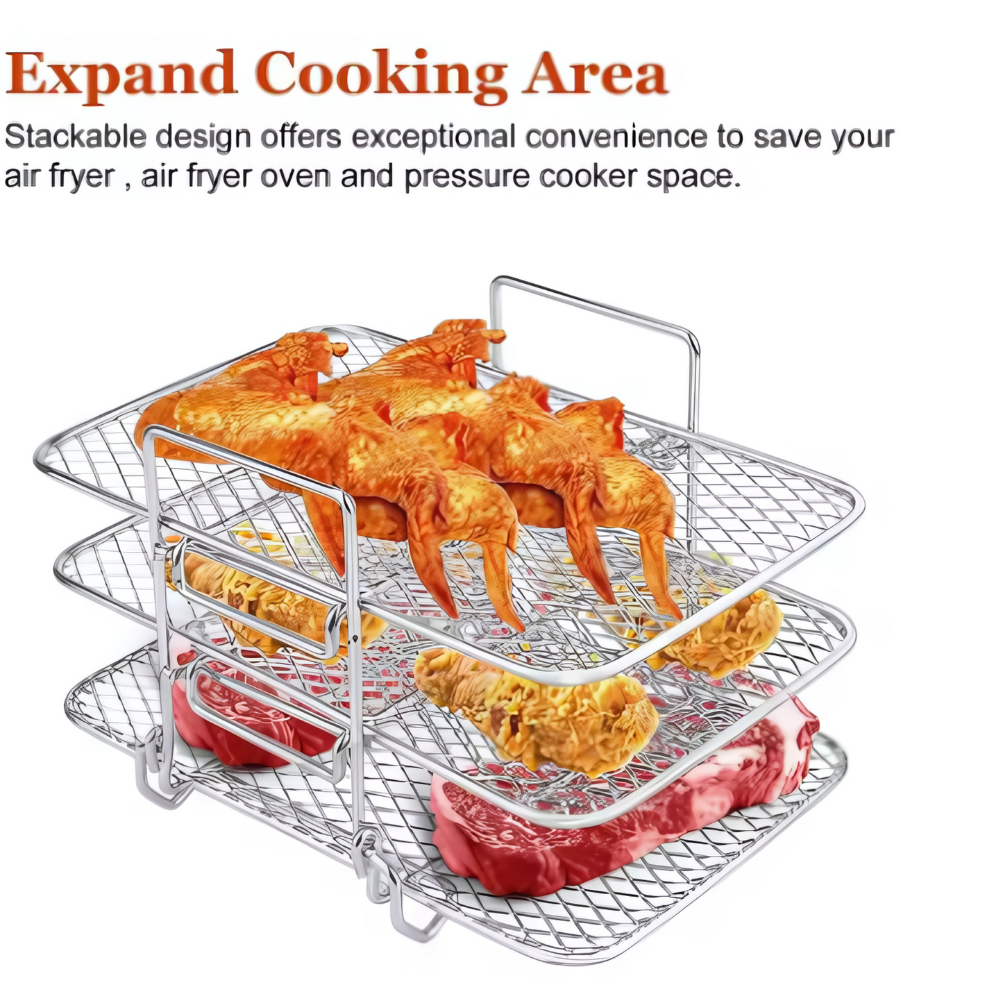 Haven Hounds™ Dual-Layer Air Fryer Rack – 304 Stainless Steel for Ninja Fryers