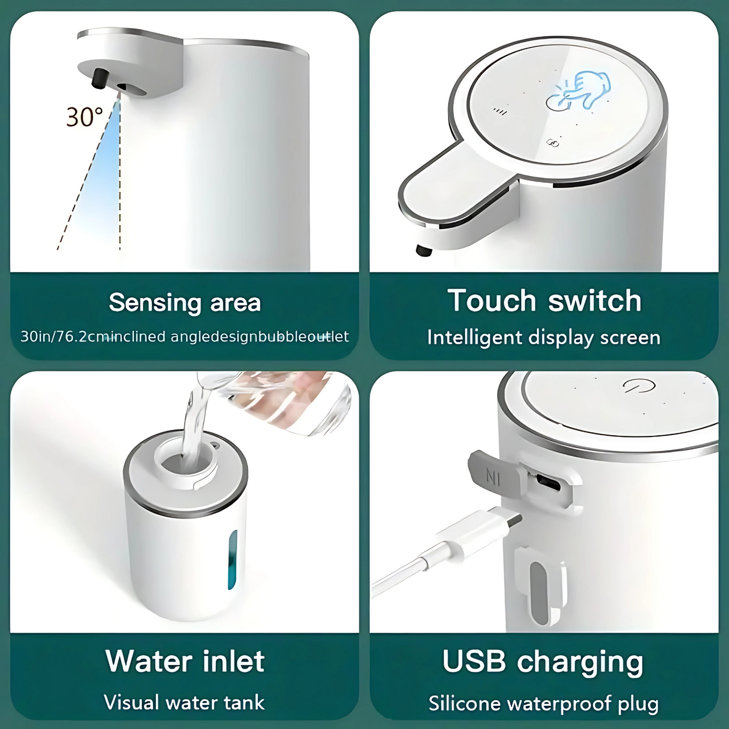 Haven Hounds™ Smart Touchless Foam Soap Dispenser – USB Rechargeable