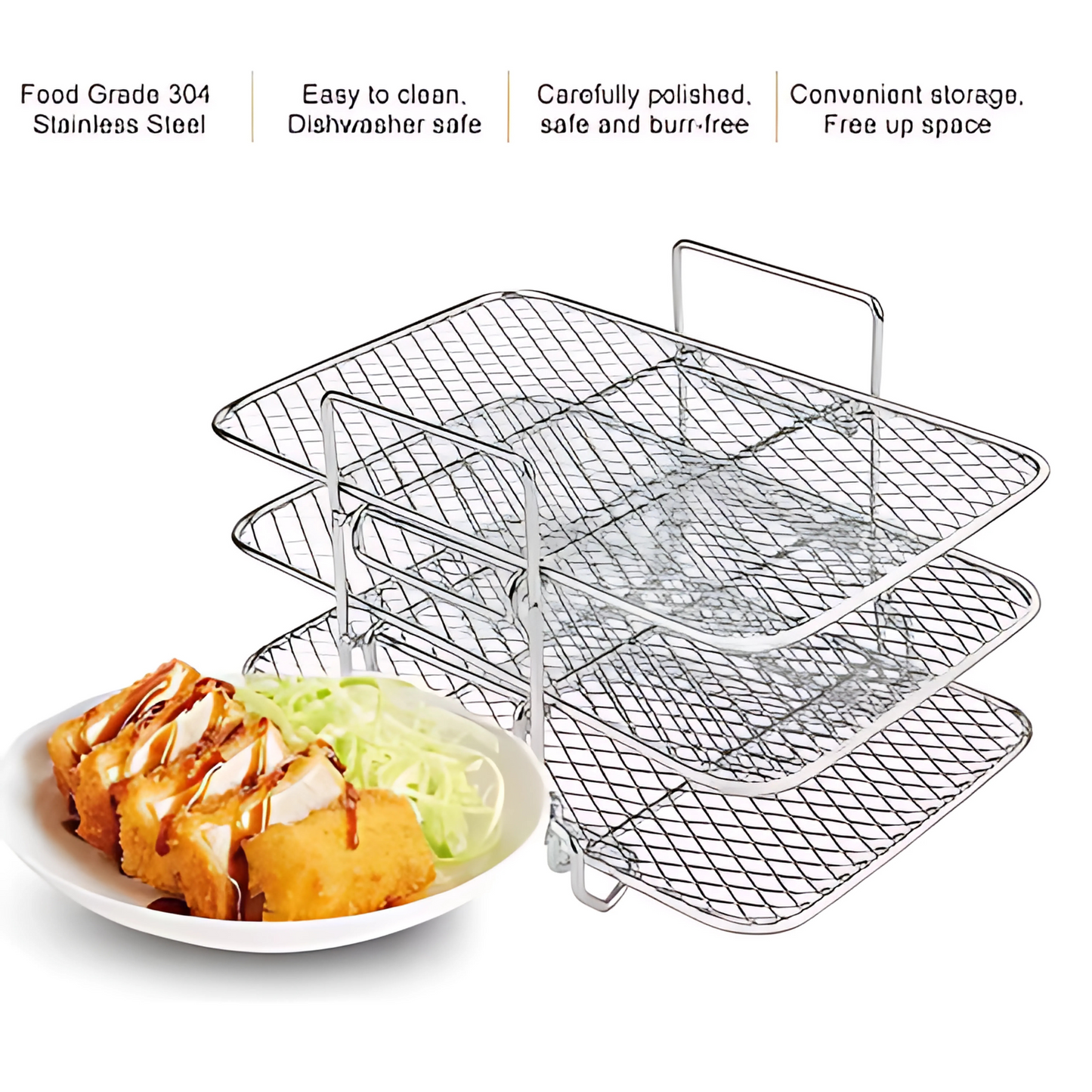 Haven Hounds™ Dual-Layer Air Fryer Rack – 304 Stainless Steel for Ninja Fryers