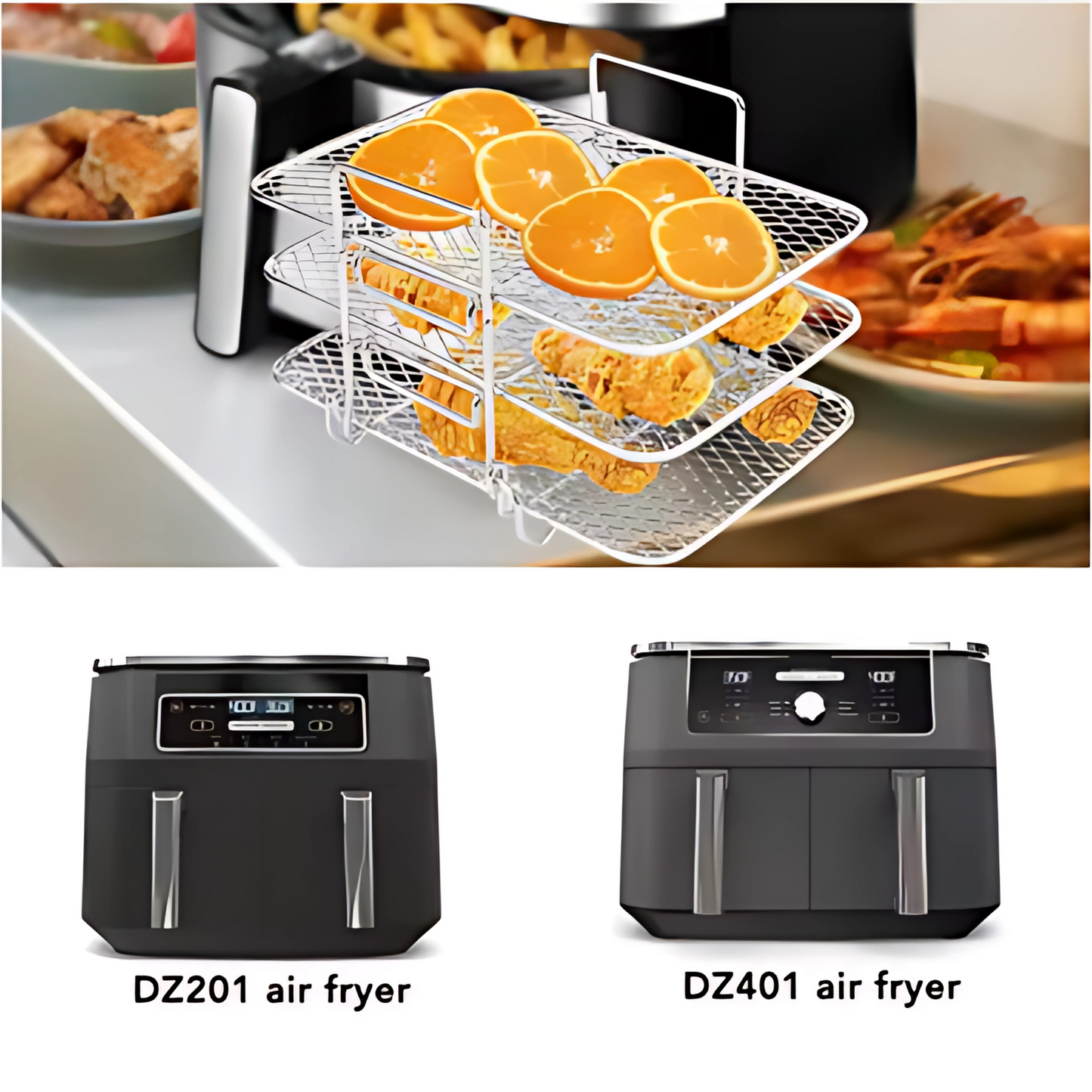 Haven Hounds™ Dual-Layer Air Fryer Rack – 304 Stainless Steel for Ninja Fryers